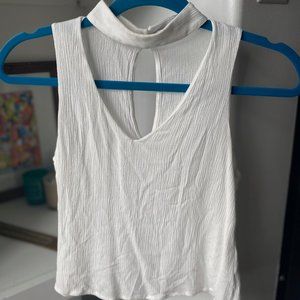 White Viscose Tank with Collar